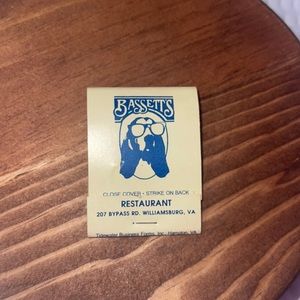 Matchbook Bassetts Restaurant. Williamsburg Virginia Preowned see photos